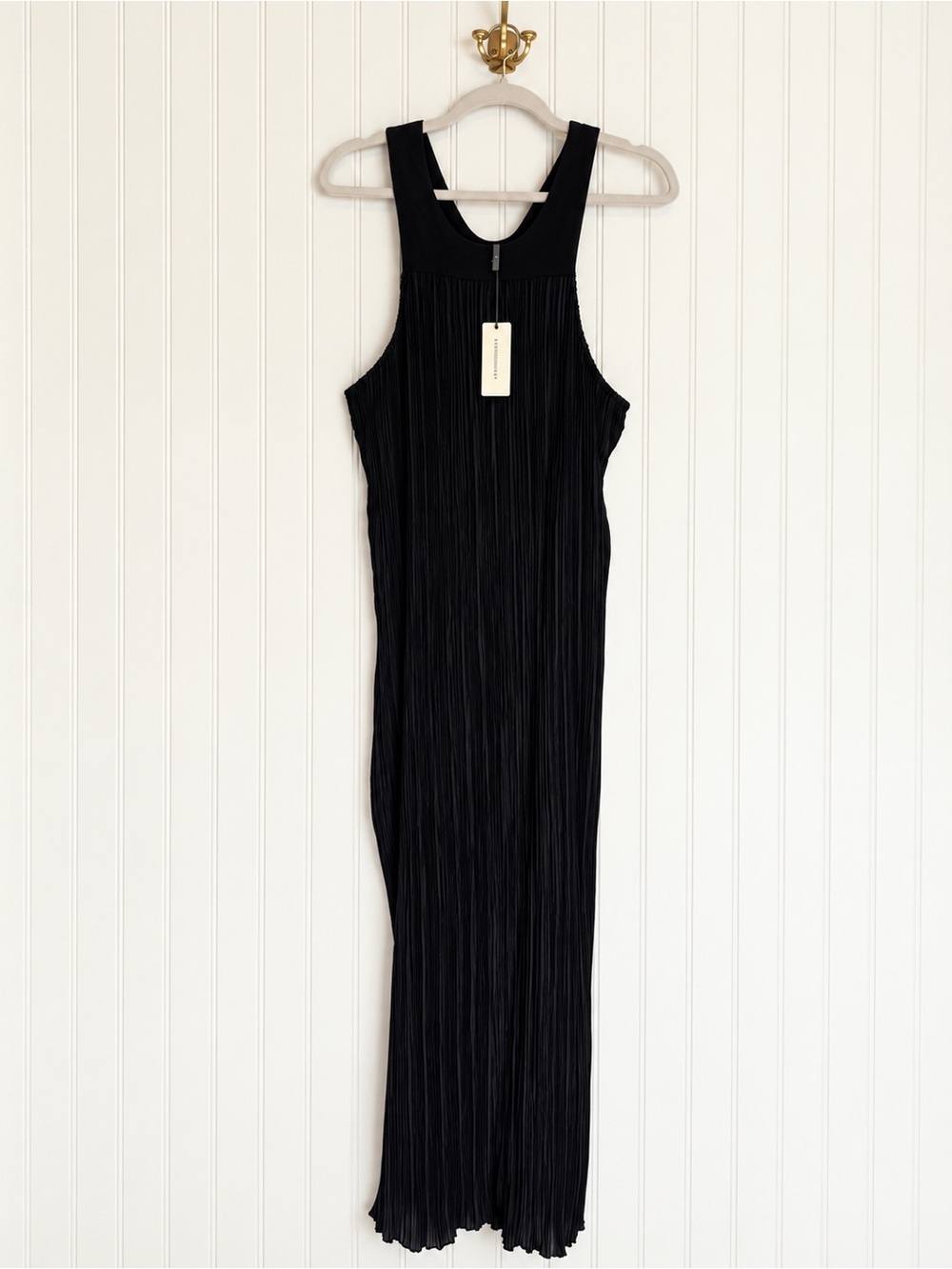NWT By Anthropologie Halter Plissé Maxi Dress Black M $168